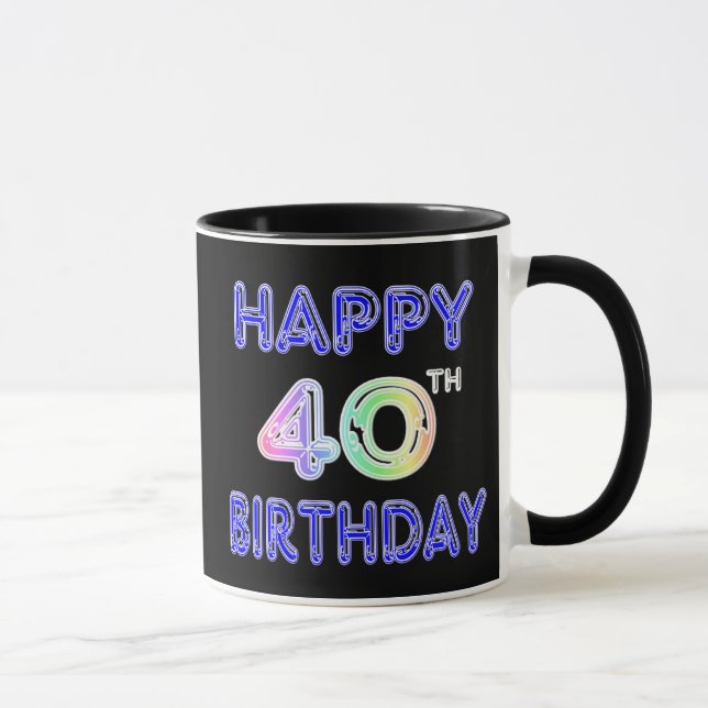quarantième Tasse d'anniversaire avec la police de (Droite)