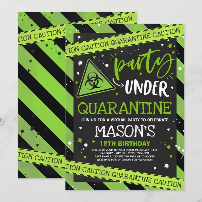 Quarantine Anniversaire Invitation de fête Zoom vi (Devant / Derrière)