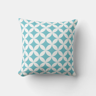 Quartier cercles liens motif aqua blanc coussin
