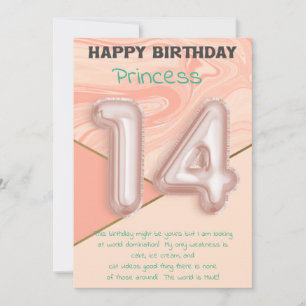 Quatorze ans filles Bonne carte d'anniversaire