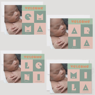 Quatre 4 lettres nom bébé fille faire-part de nais