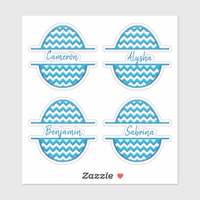 Quatre autocollants d'œufs de Pâques ZigZag person (Feuille)