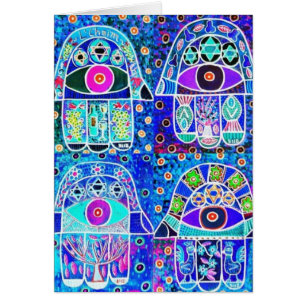 Quatre bleu Hamsa Tapastry vintage Judaica