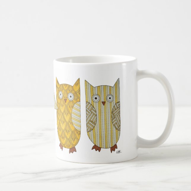 Quatre Chouettes d'or en café Mug (Droite)