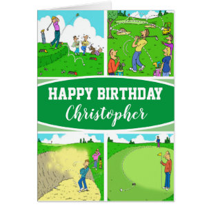 Quatre dessins animés drôles de golfeur