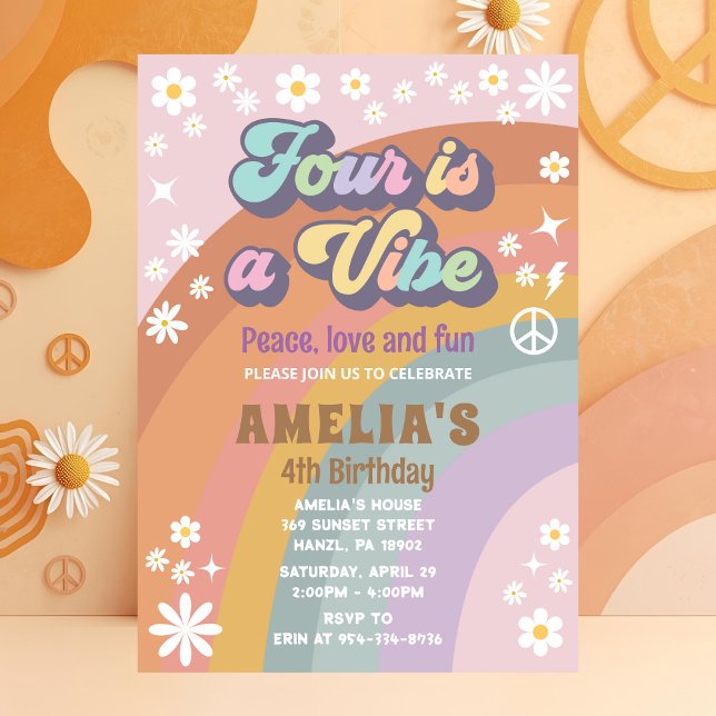 Quatre est une invitation à l'anniversaire vibe (Créateur téléchargé)