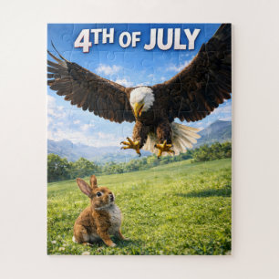 Quatre juillet, aigle patriotique et lapin puzzle