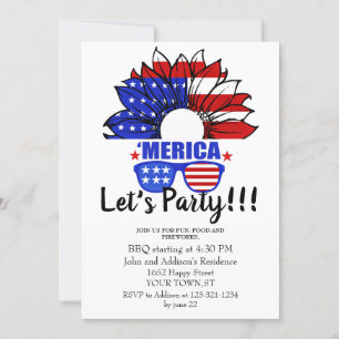 Quatre juillet  cool et simple Invitation