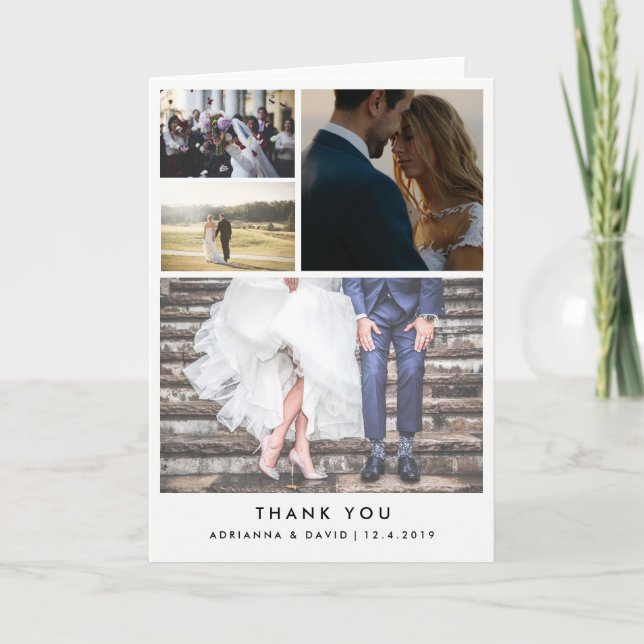 Quatre photos de mariage minimalistes Merci (Devant)