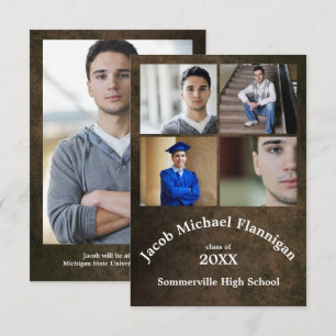 Quatre photos en cuir 3x5- Faire-part de graduatio