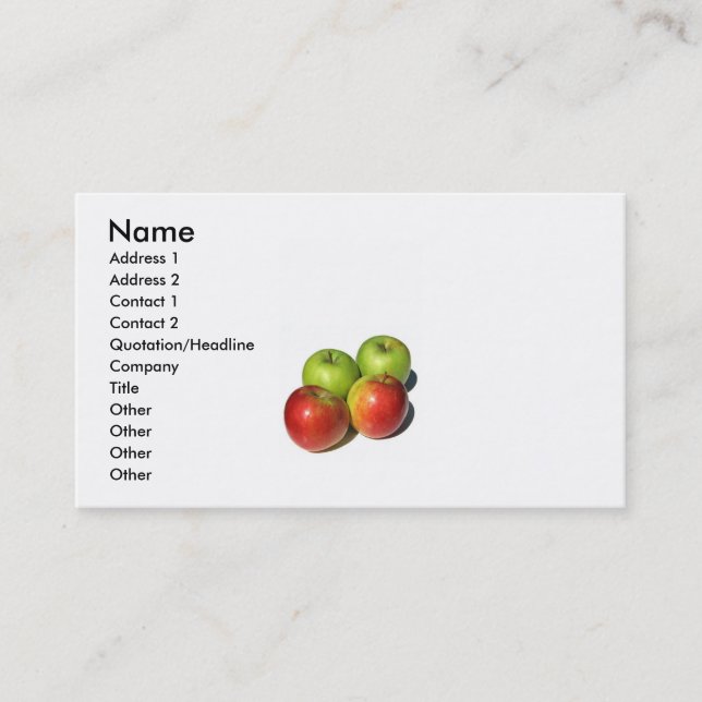 Quatre pommes sur carte de visite (Devant)
