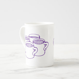 Quatre tasses violettes (dessin au trait)
