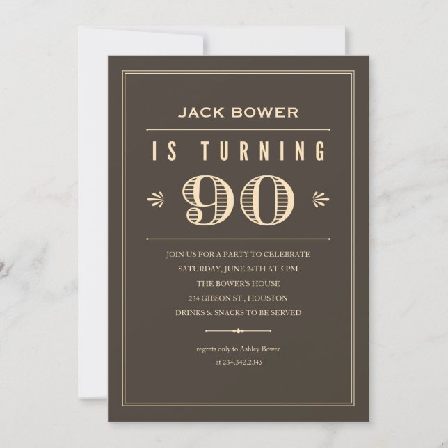 quatre-vingt-dixième Invitations d'anniversaire (Devant)