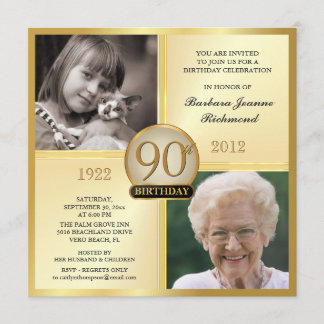Quatre-vingt-dixième invitations d'anniversaire