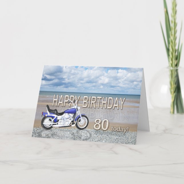 quatre-vingtième carte d'anniversaire avec un vélo (Devant)