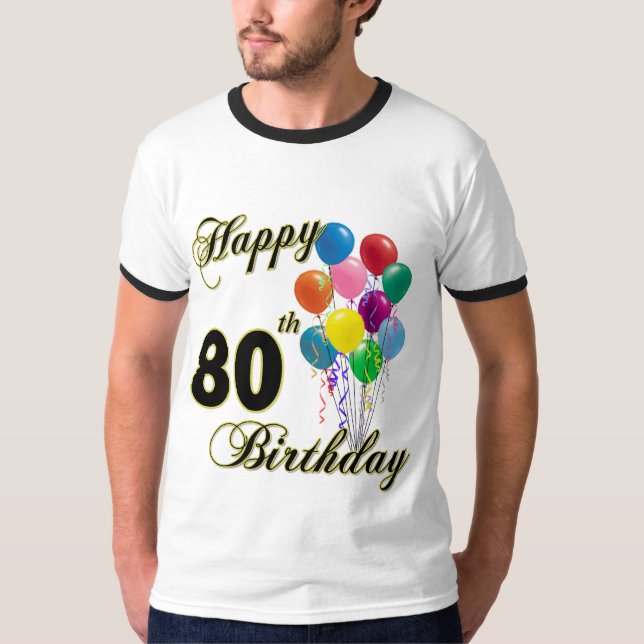 Quatre-vingtième T-shirt heureux d'anniversaire (Devant)