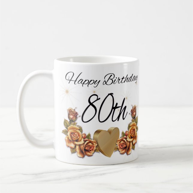 quatre-vingtième Tasse de cadeau d'anniversaire, (Gauche)