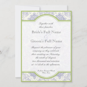 Quatrefoil Delft Blue Toile - Faire-part de mariag