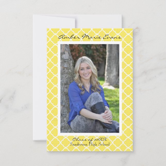 Quatrefoil jaune - 3x5 Faire-part de graduation (Devant)