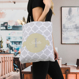 Quatrefoil jaune Sac fourre-tout personnalisé