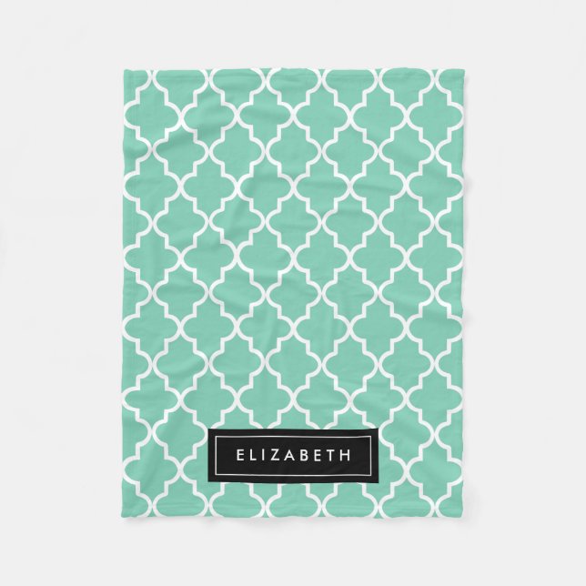 Quatrefoil noir et marin | Couverture polaire (Devant)