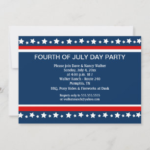 QUATRIÈME 4 juillet invitation personnalisée 5x7