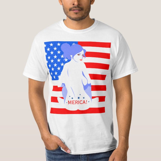 Quatrième de juillet "MERICA !" T-shirt de timbre (Devant)