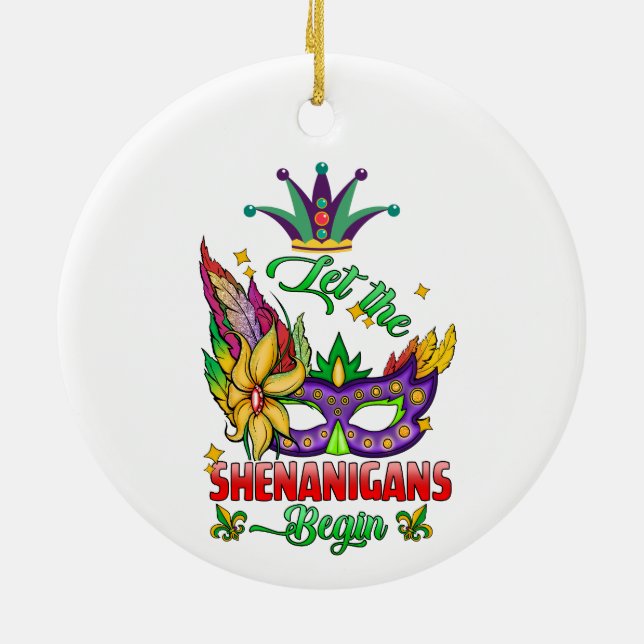 Que les frénésies commencent Ornement de Mardi Gra (Dos)