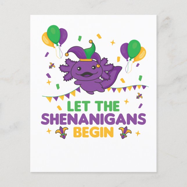 Que Les Shenanigans Commencent Mardi Gras Axolotl (Devant)