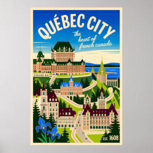 Québec Ville Canada Art de Affiche de Voyage Rétro
