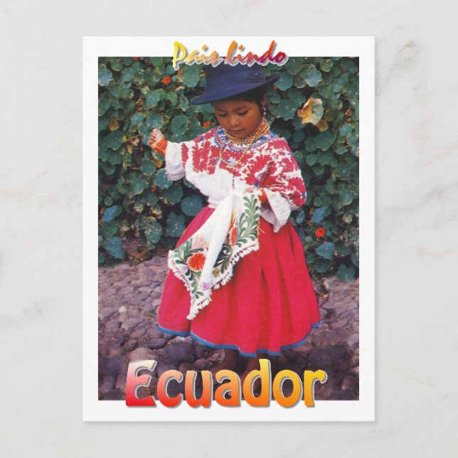 Quechua équatorien vintage fille carte postale (Devant)