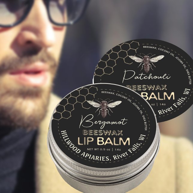 Queen Bee Beeswax Lip Balm Étiquette Honeycomb (Créateur téléchargé)
