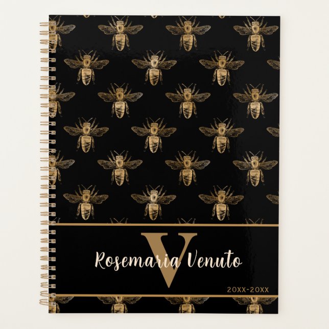 Queen Bee Black Gold Motif Design (Devant)