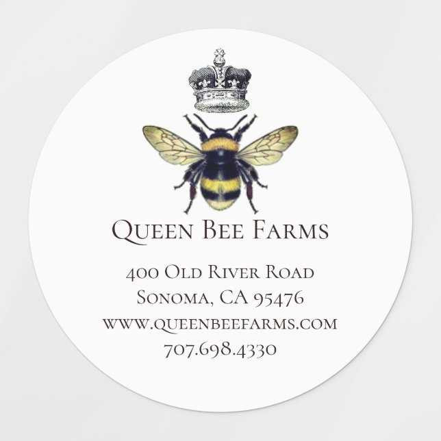 Queen Bee & Crown White Étiquettes (Design 1)