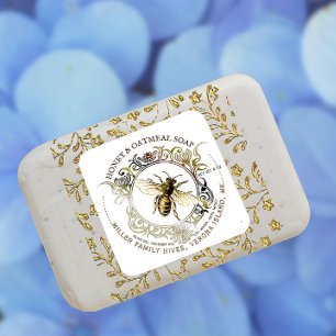 Queen Bee Gold Ornate Frame Étiquette de savon de
