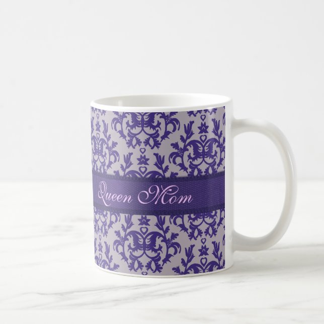 Queen Mom damask mauve gris mug (Droite)
