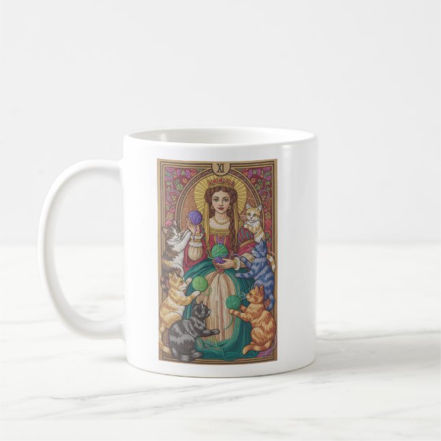 Queen Of Cats Tarot Card Mug (Gauche)