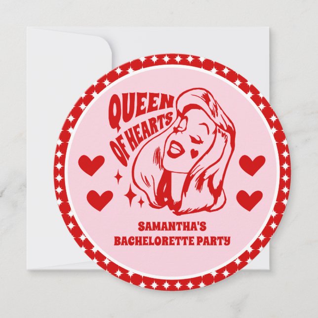 Queen of Hearts Bachelorette Party Invitation (Devant)