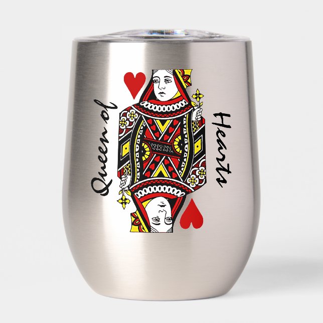 Queen of Hearts Design Vin thermique Tumbler (Avant)
