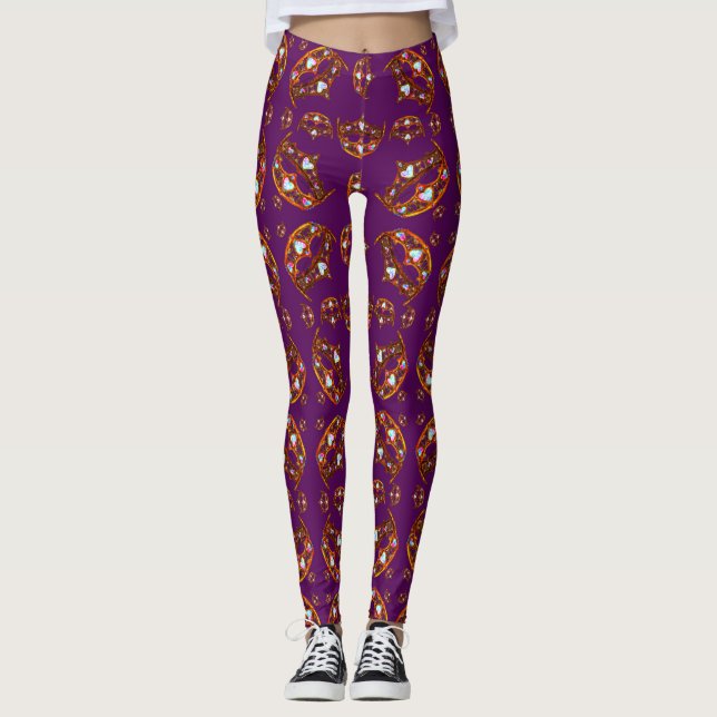 Queen of Hearts Gold Crowns Tiaras leggings violet (Devant)