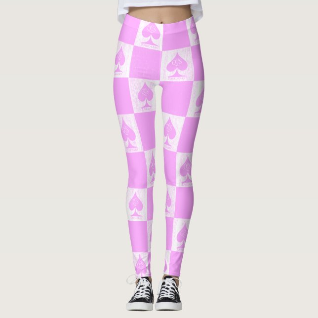 Queen of Spades Leggings Coqueteuses roses mignonn (Devant)