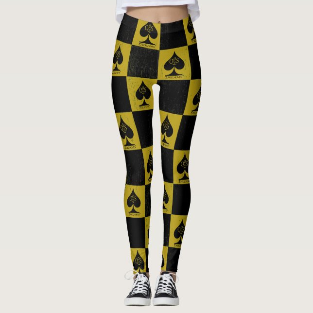 Queen of Spades Leggings Gold Checkers Style QoS (Devant)
