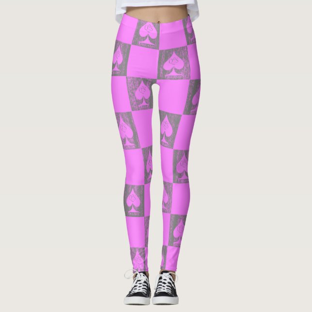 Queen of Spades Leggings Pink Fade Checkers QoS (Devant)