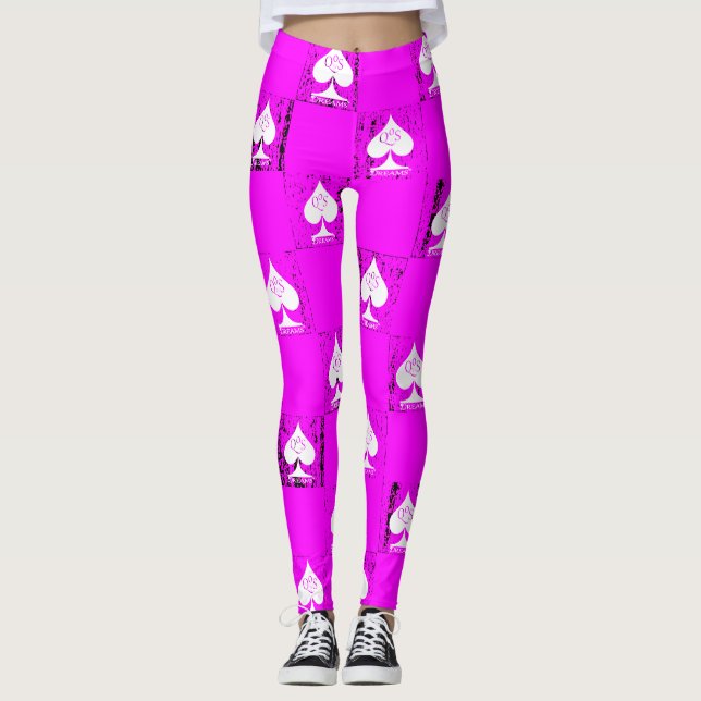 Queen of Spades Leggings Pink White Checkers QoS (Devant)