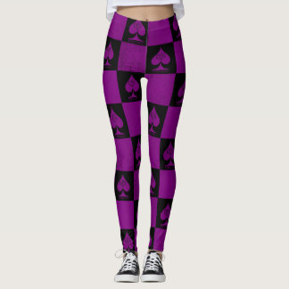 Queen of Spades Leggings Purple Checkers Style QoS