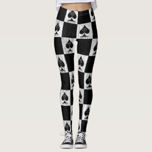 Queen of Spades Leggings Vérificateurs blancs Styl
