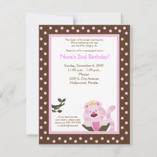 Queen of the Jungle Pink Tiger Invitation Annivers