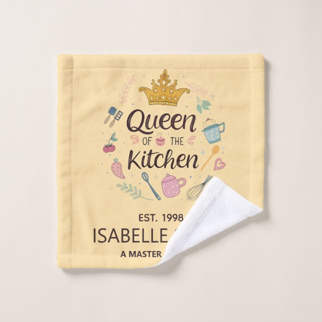 Queen of the Kitchen Custom Name Design (Gant de toilette)