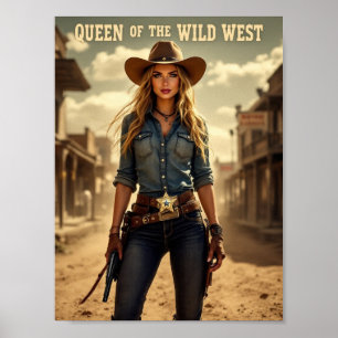 Queen of the Wild West - Poster d'une fille sans p