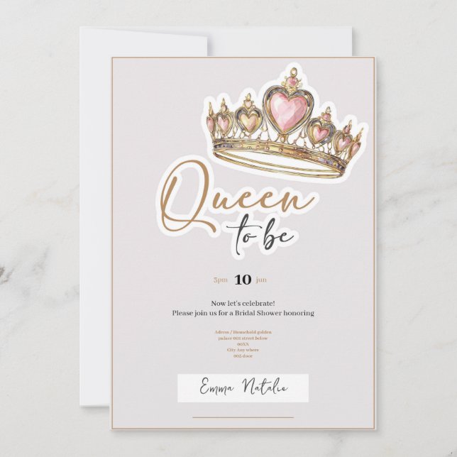 Queen to be elegant bridal shower invitation (Devant)